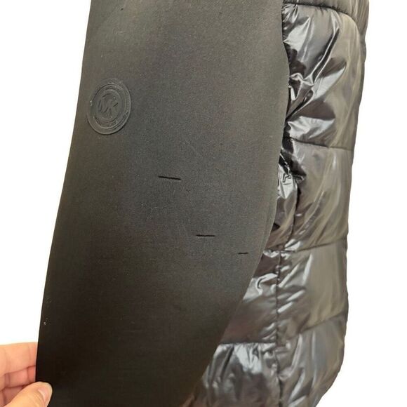 Michael Kors Quilted Nylon Puffer Coat Jacket Neoprene Sleeves Women’s Large - Picture 8 of 13